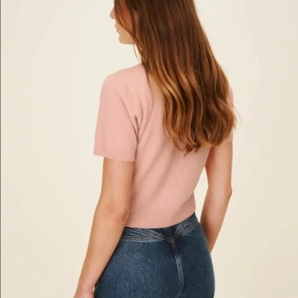 Reformation Cashmere V-Neck Short Sleeve Cardigan - Picture 4 of 6